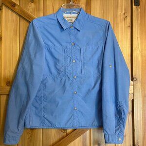 Exofficio Womens Blue Vented Long Sleeve Outdoor Button Up Shirt Size Small